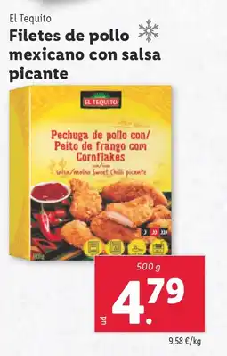 Lidl EL TEQUITO Filetes de pollo mexicano con salsa picante oferta