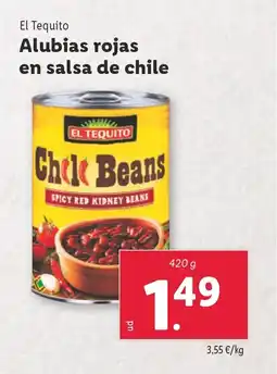 Lidl EL TEQUITO Alubias rojas en salsa de chile oferta