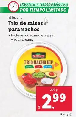 Lidl EL TEQUITO Trio de salsas para nachos oferta