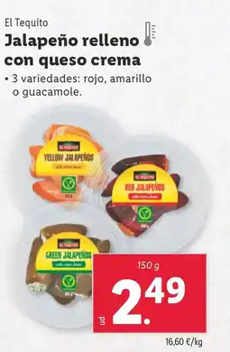 Lidl EL TEQUITO Jalapeño relleno con queso crema oferta