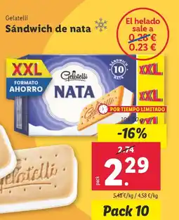 Lidl GELATELLI Sándwich de nata oferta