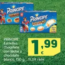 HiperDino Príncipe - estrellas chocolate con leche o chocolate blanco oferta