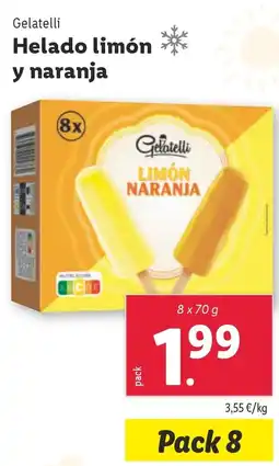 Lidl GELATELLI Helado limón y naranja oferta
