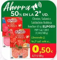 SPAR Lanzarote Elpozo - chorizo, salami o salchichon nobleza lonchas oferta