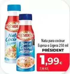 SPAR Lanzarote Président - nata para cocinar espesa o ligera oferta