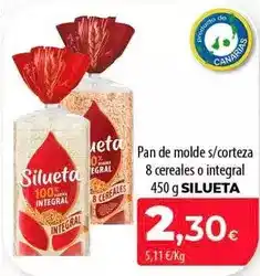 SPAR Lanzarote Silueta - pan de molde s/ corteza 8 cereales o integral oferta