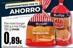 UNIDE Alimentación Unide - pan maxi burger 300 g o hot dogs 330 g oferta