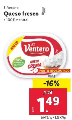 Lidl EL VENTERO Queso fresco oferta