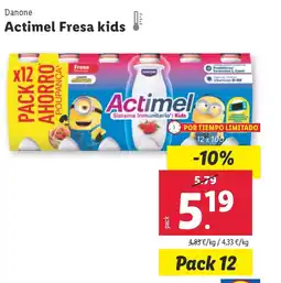 Lidl DANONE Actimel Fresa kids oferta