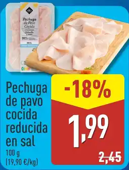 ALDI Pechuga de pavo cocida reducida en sal oferta