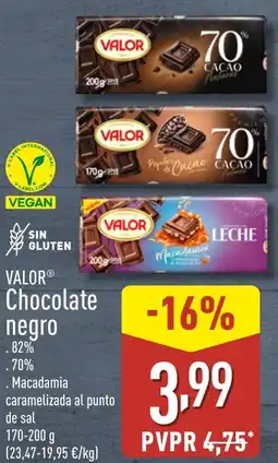 ALDI VALOR Chocolate negro oferta