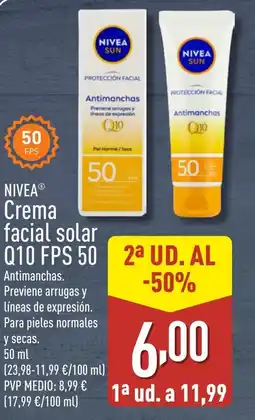 ALDI NIVEAⓇ Crema facial solar Q10 FPS 50 oferta