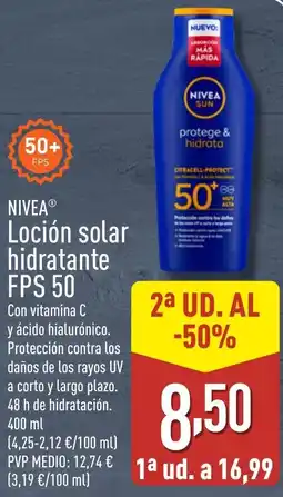 ALDI NIVEA Loción solar hidratante FPS 50 oferta