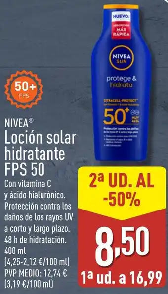 ALDI NIVEA Loción solar hidratante FPS 50 oferta
