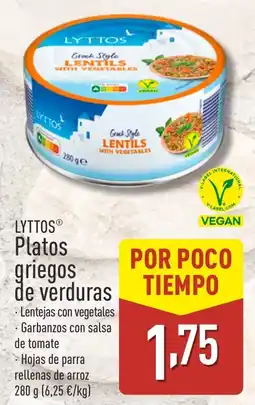 ALDI LYTTOS Platos griegos de verduras oferta