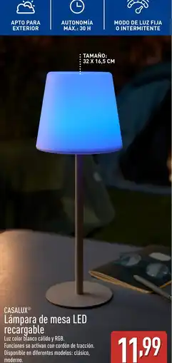 ALDI CASALUX® Lámpara de mesa LED recargable oferta