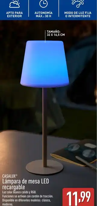 ALDI CASALUX® Lámpara de mesa LED recargable oferta