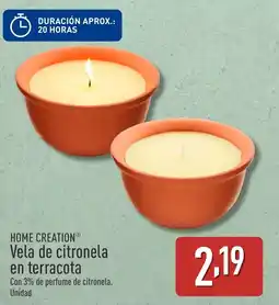 ALDI HOME CREATION Vela de citronela en terracota oferta