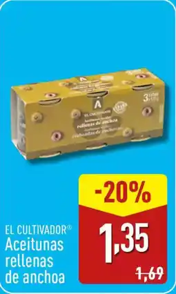 ALDI EL CULTIVADOR Aceitunas rellenas de anchoa oferta