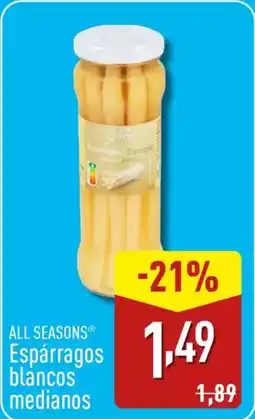 ALDI ALL SEASONS Espárragos blancos medianos oferta