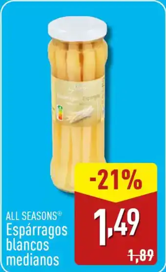 ALDI ALL SEASONS Espárragos blancos medianos oferta