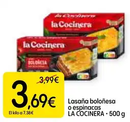 Dialprix LA COCINERA Lasaña boloñesa o espinacas oferta