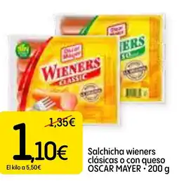 Dialprix OSCAR MAYER Salchicha wieners clásicas o con queso oferta