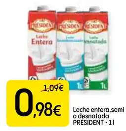 Dialprix PRÉSIDENT Leche entera,semi o desnatada oferta