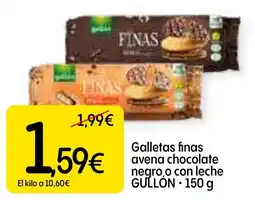 Dialprix GULLON Galletas finas avena chocolate negro,o con leche oferta