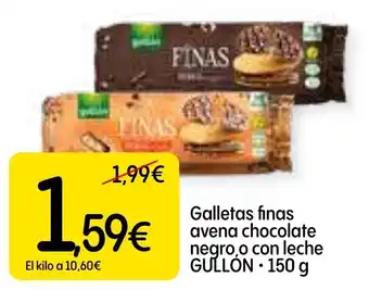 Dialprix GULLON Galletas finas avena chocolate negro,o con leche oferta