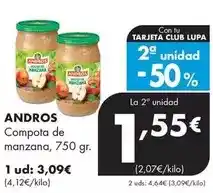 Supermercados Lupa Andros - compote de manzana oferta