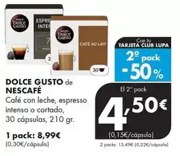Supermercados Lupa Nescafé - dolce gusto/ cafe con leche/ espresso intenso o cortado oferta
