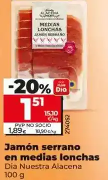 Dia Dia nuestra alacena - jamón serrano en medias lonchas 100 g oferta