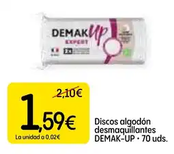 Dialprix DEMAK-UP Discos algodón desmaquillantes 70 uds. oferta