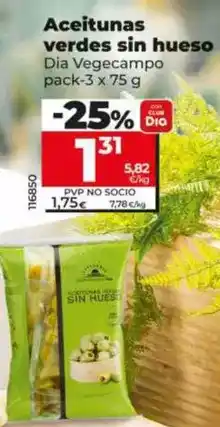 Dia Dia vegecampo - aceitunas manzanilla verdes sin hueso oferta