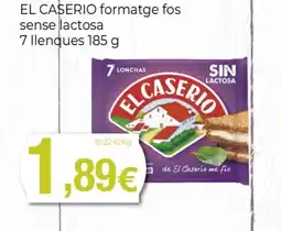 Supermercats Jespac EL CASERIO formatge fos sense lactosa 7 llenques oferta