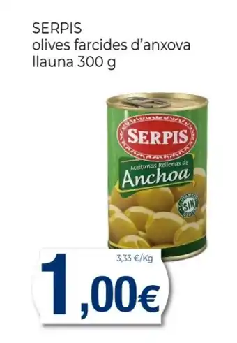 Supermercats Jespac SERPIS olives farcides d'anxova llauna oferta