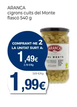 Supermercats Jespac ARANCA cigrons cuits del Monte flascó oferta