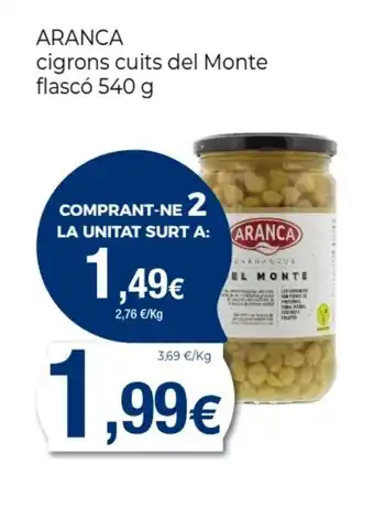 Supermercats Jespac ARANCA cigrons cuits del Monte flascó oferta