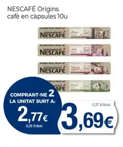 Supermercats Jespac NESCAFÉ Origins cafè en càpsules 10u oferta