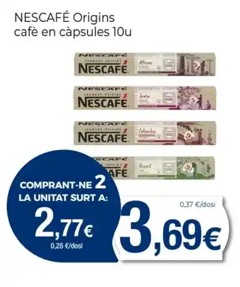 Supermercats Jespac NESCAFÉ Origins cafè en càpsules 10u oferta