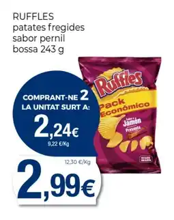 Supermercats Jespac RUFFLES patates fregides sabor pernil bossa oferta