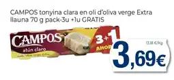 Supermercats Jespac CAMPOS tonyina clara en oli d'oliva verge Extra llauna oferta