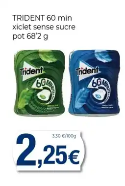 Supermercats Jespac TRIDENT 60 min xiclet sense sucre pot oferta
