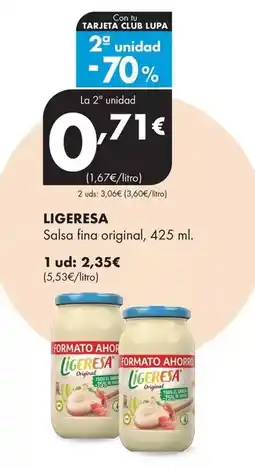 Supermercados Lupa Ligeresa - salsa fina original oferta