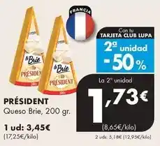 Supermercados Lupa Président - queso brie oferta