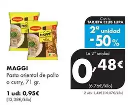 Supermercados Lupa Maggi - pasta oriental de pollo o curry oferta