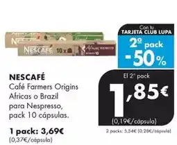 Supermercados Lupa Nescafé - cafe farmers origins africas o brazil para nespresso oferta