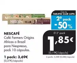 Supermercados Lupa Nescafé - cafe farmers origins africas o brazil para nespresso oferta
