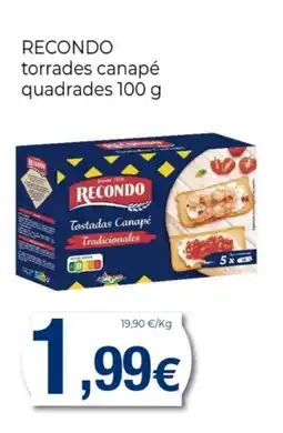 Supermercats Jespac RECONDO torrades canapé quadrades oferta